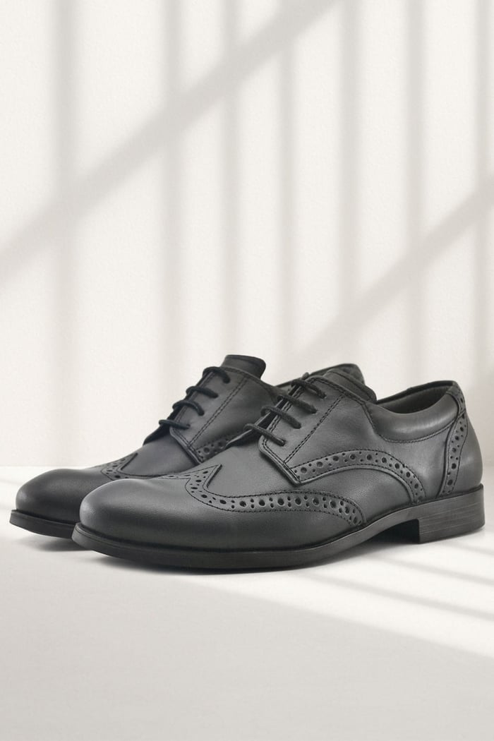 Rakerplus Titan Classic Black Genuine Leather Young Men Shoes