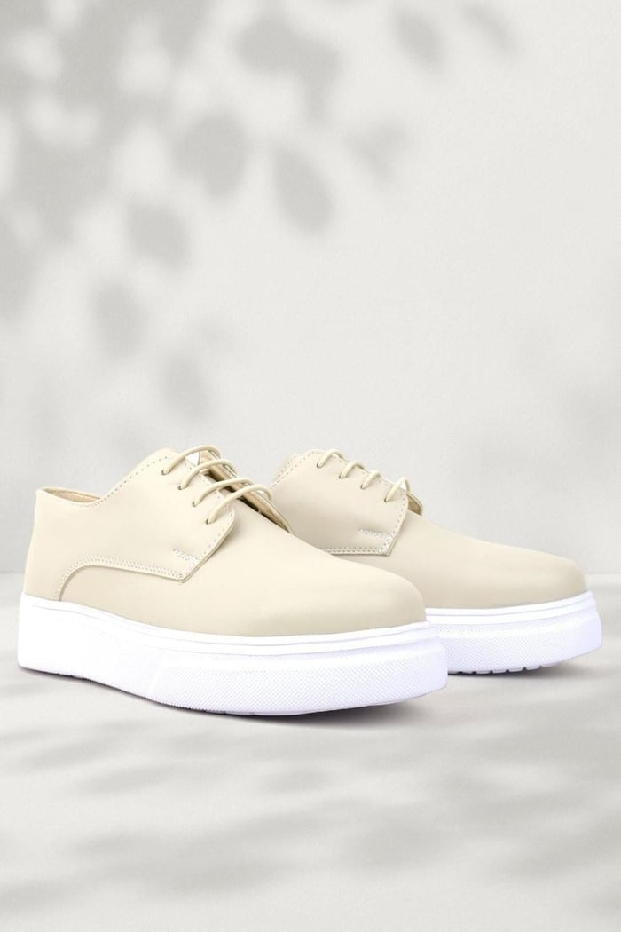 Rakerplus Derby Cream High Sole Kids Classic Shoes