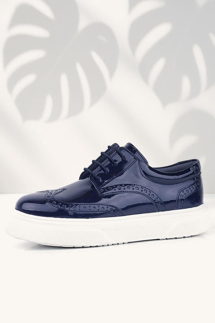 Rakerplus Navy Blue Rougan White Sole Oxford Kids Classic Shoes