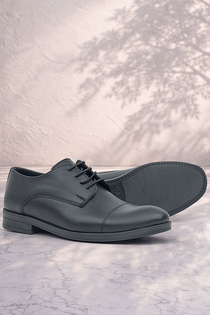 Rakerplus Genuine Leather Black Lace Up Kids Oxford Classic Shoes