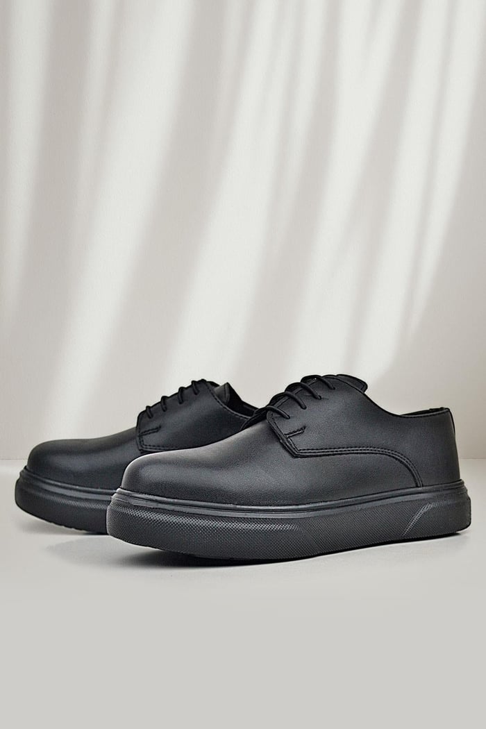 Rakerplus Derby Black Matte Black Sole Children's Classic Shoes