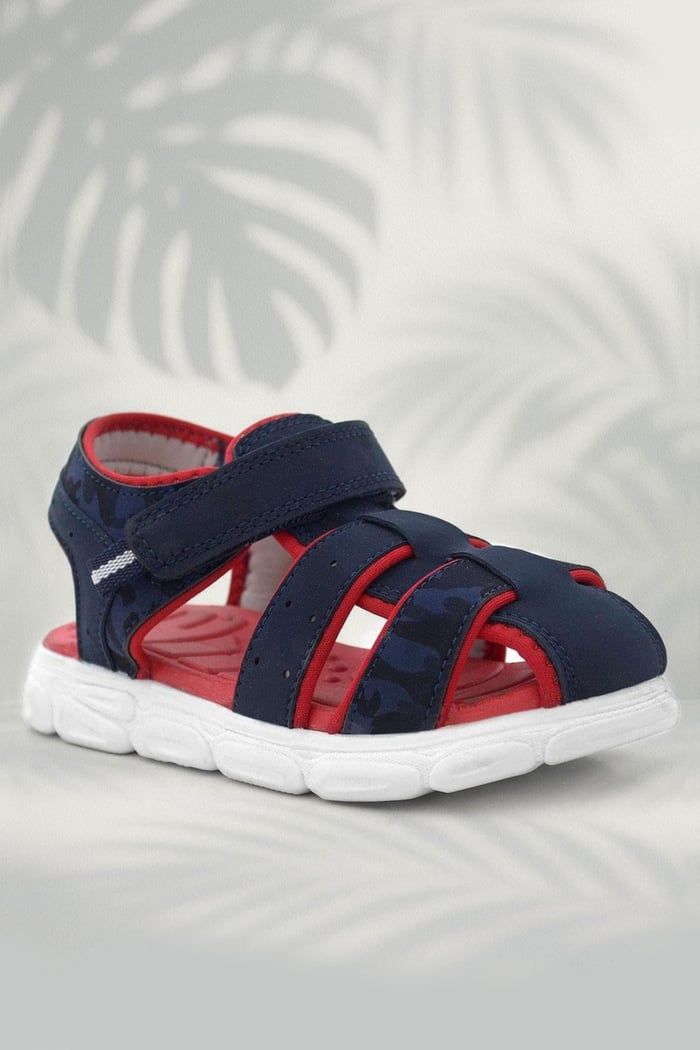Rakerplus Navy Blue Red Camouflage Patterned Children's Sandals