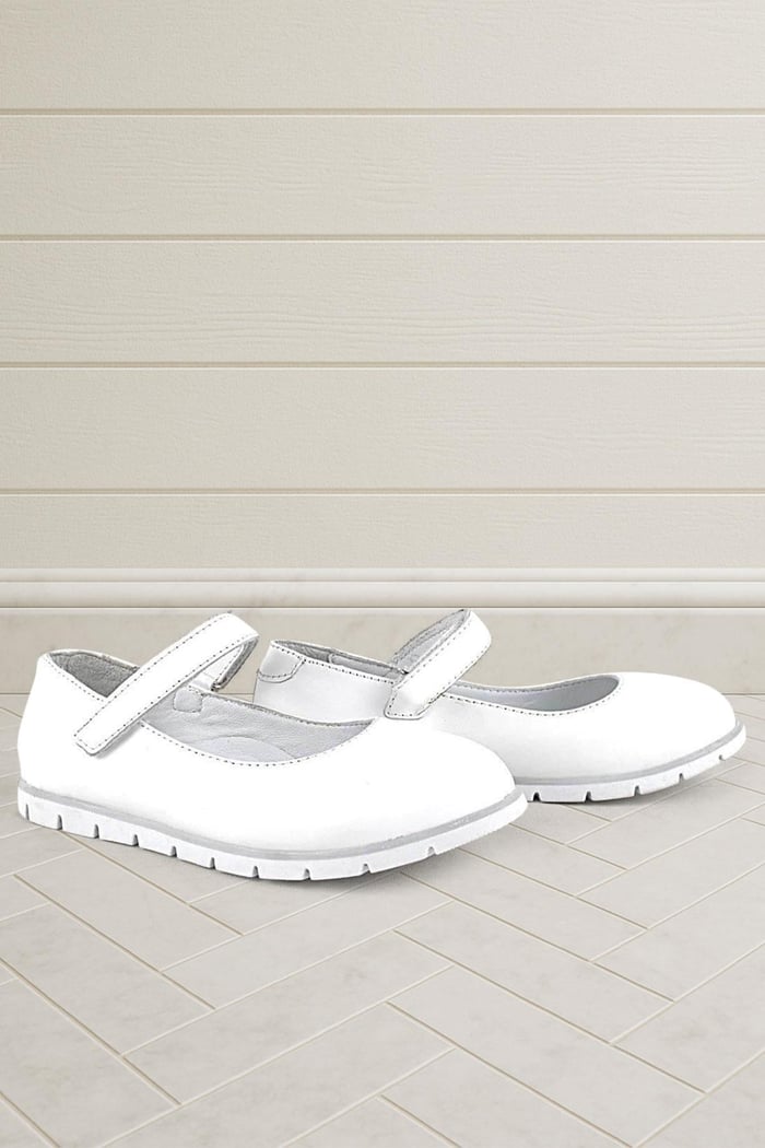 Rakerplus Genuine Leather White Girls Flat Shoes 90-B1-DERI.25