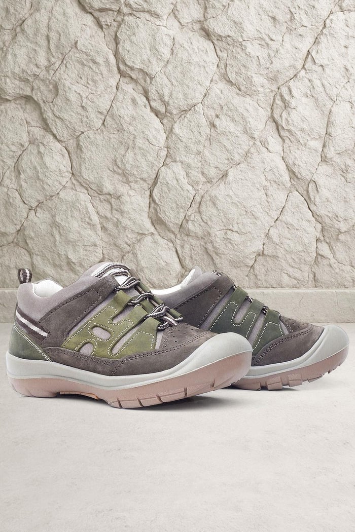 Rakerplus Genuine Leather Khaki Sand Rubber Laced Children's Outdoor Shoes 5000-HKM.30