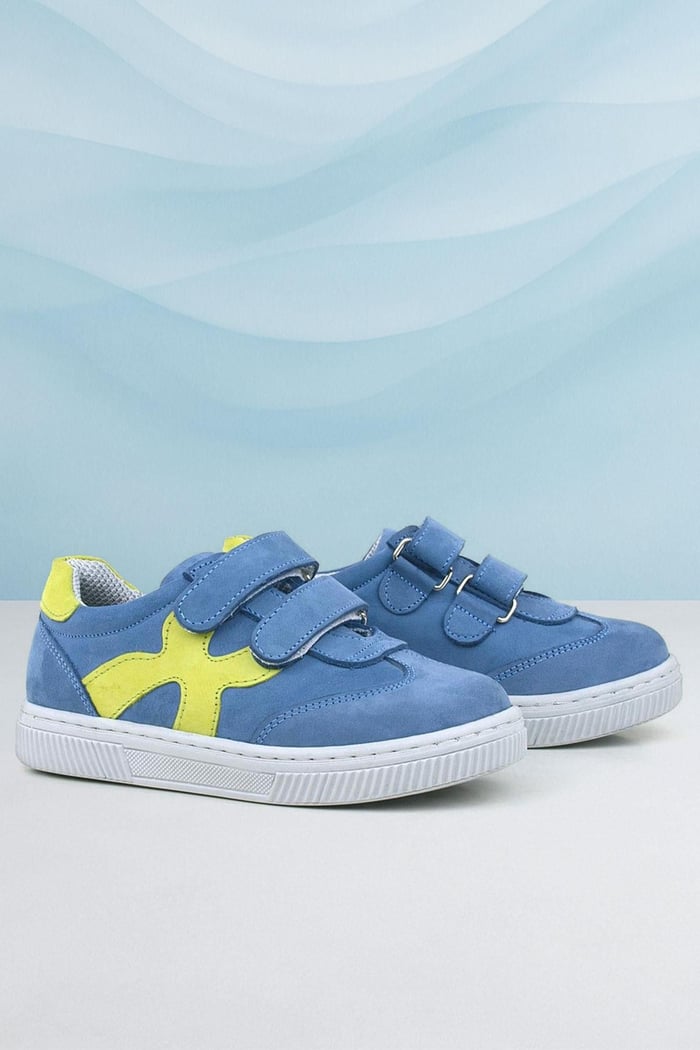 Rakerplus Genuine Leather Blue Green Banded Kids Sportt Shoes R654-MAYE.21