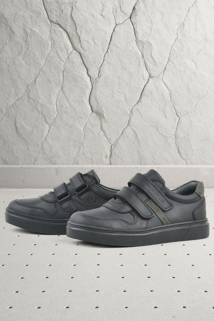 Rakerplus Hakiki Deri Siyah Cırtlı Erkek Çocuk Sneaker Ayakkabı 3751-SG.31