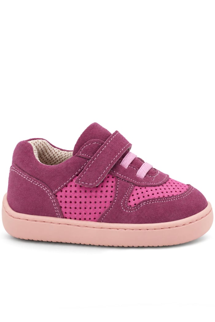 Rakerplus Bob Hakiki Deri Barefoot Cırtlı Lastikli Pembe Kız Bebek Sneakers Ayakkabı