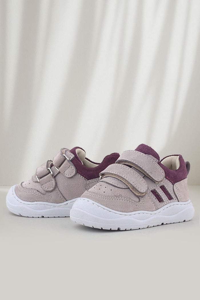 Rakerplus Schaggy Genuine Leather Light Beige Burgundy Baby Sneakers