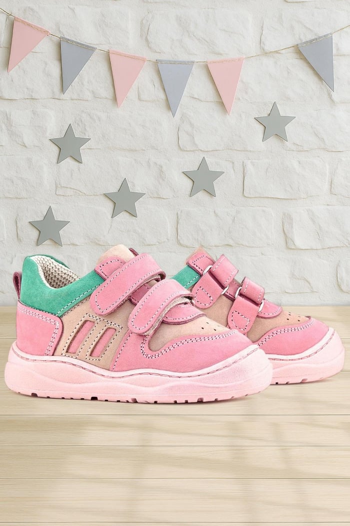 Rakerplus Schaggy Hakiki Deri Pembe Yeşil Bebek Spor Ayakkabı