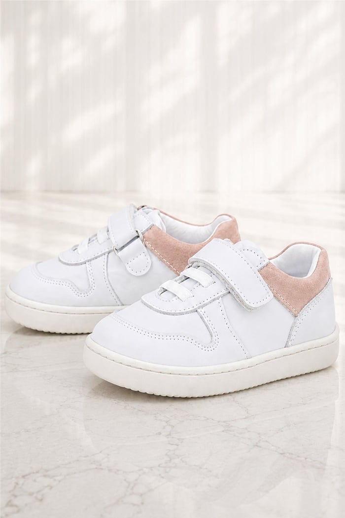 Rakerplus Bob Beyaz Nubuk Pudra Hakiki Deri Bebek Sneaker Ayakkabı
