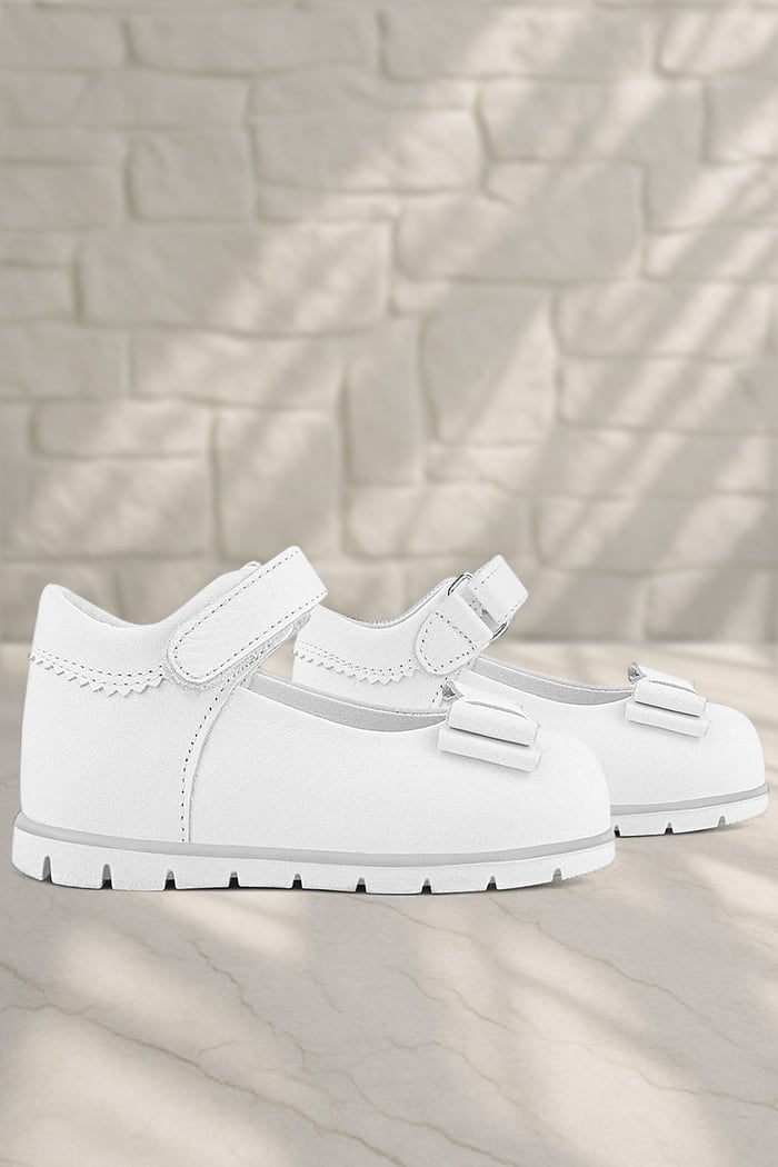 Rakerplus Genuine Leather White Baby Girl Ballet Flats