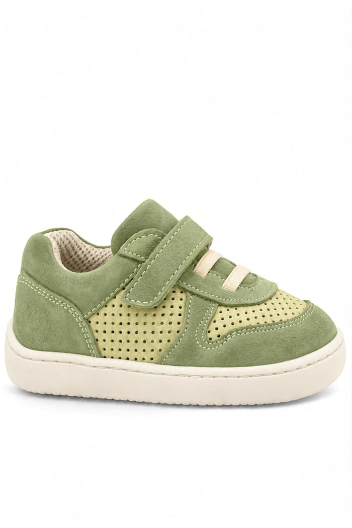 Rakerplus Bob Barefoot Hakiki Deri Cırtlı Lastikli Yeşil Bebek Sneaker Ayakkabı