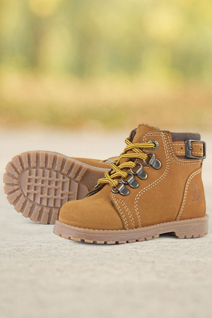 Rakerplus Griffon Furred Genuine Leather Yellow Baby Boots