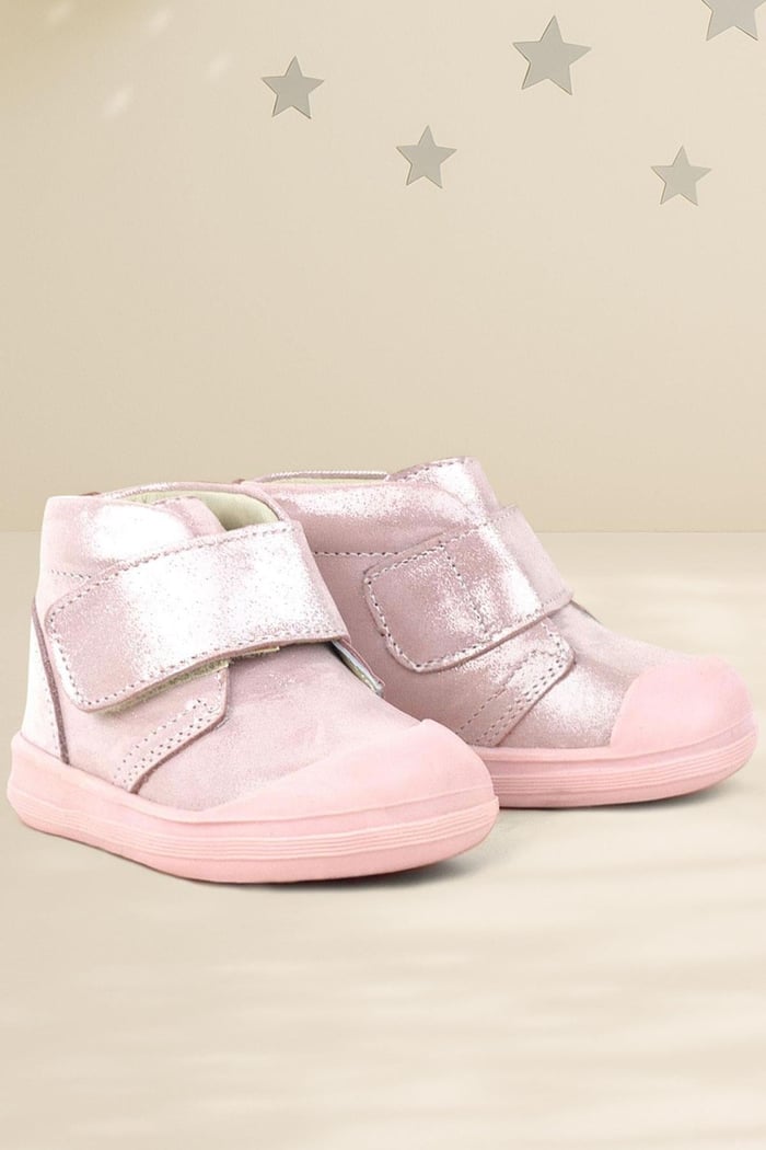 Rakerplus Yoohoo Genuine Leather Pink Shiny Velcro Baby Girl Boots