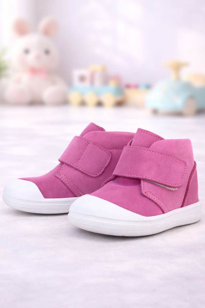 Rakerplus Yoohoo Genuine Leather Pink White Velcro Baby Girl Boots