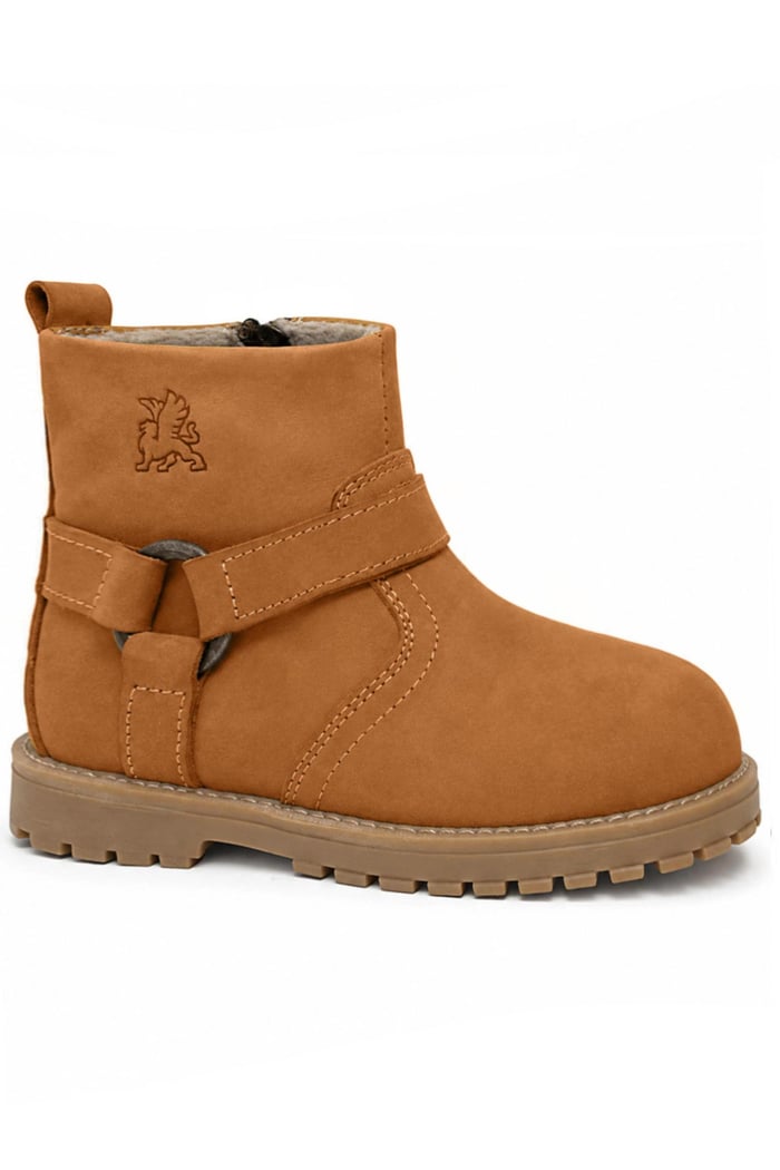 Rakerplus Chiron Genuine Leather Yellow Zippered Unisex Baby Boots