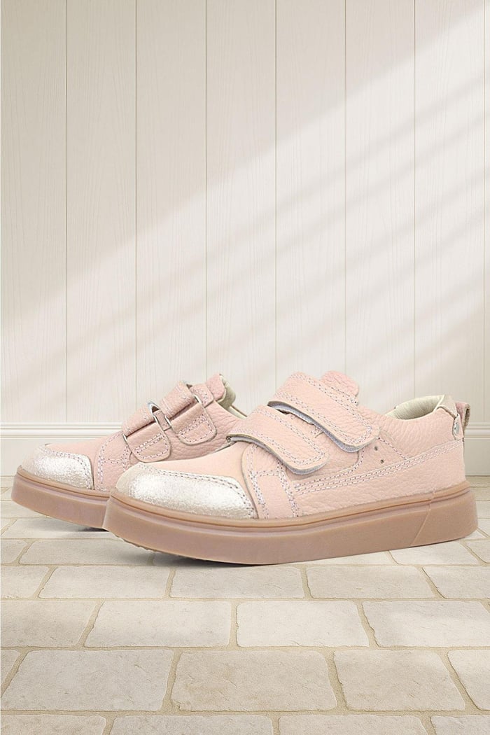 Rakerplus Powder Glitter Genuine Leather Velcro Girls' Sneaker Shoes