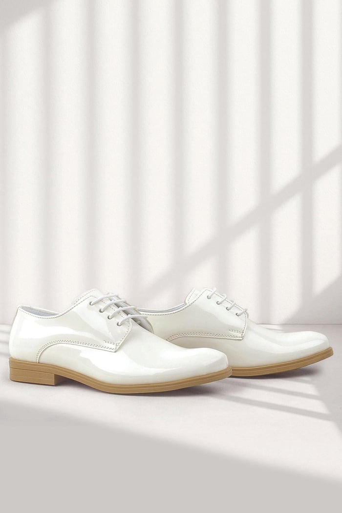 Rakerplus Cream Patient Leather Laced Up Boys School Shoes 3020-KR-B.26