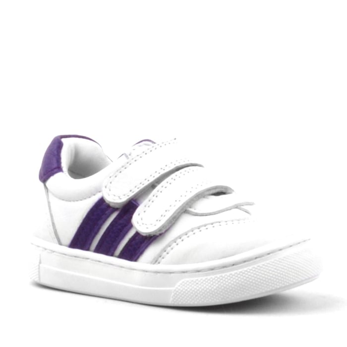 Rakerplus Rakerplus Paw Hakiki Deri Beyaz-Mor Cırtlı Bebek Spor Ayakkabı Sneaker
