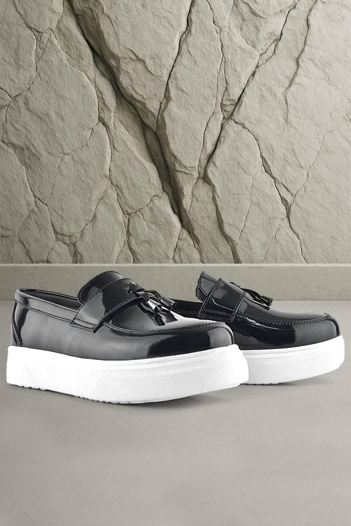 Rakerplus Siyah Rugan Beyaz Taban Loafer Klasik Çocuk Ayakkabısı 3405-SR.39