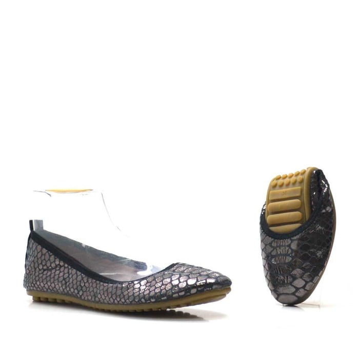 Women Babettes Flat Shoes Copper Snake Skin Pattern Roller