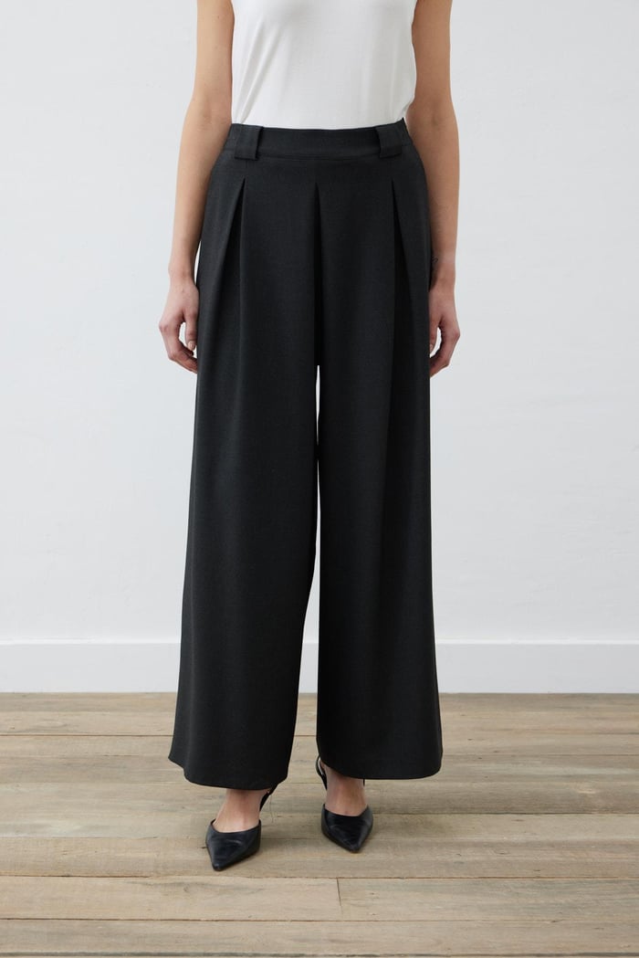 BLAKE VİSKON PİLE DETAYLI PANTOLON GRİ MELANJ