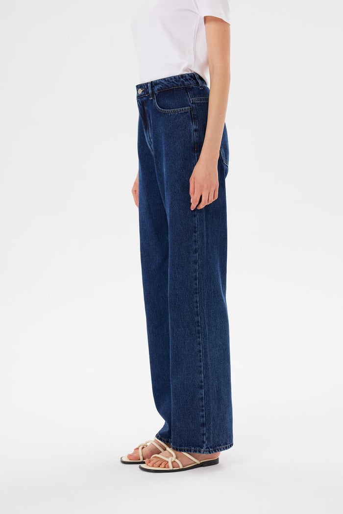 BOL PAÇA DENIM KOT PANTOLON KOYU LACİVERT