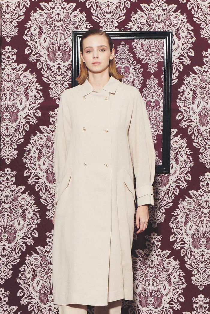 NATURAL LINEN TRENCH COAT STONE