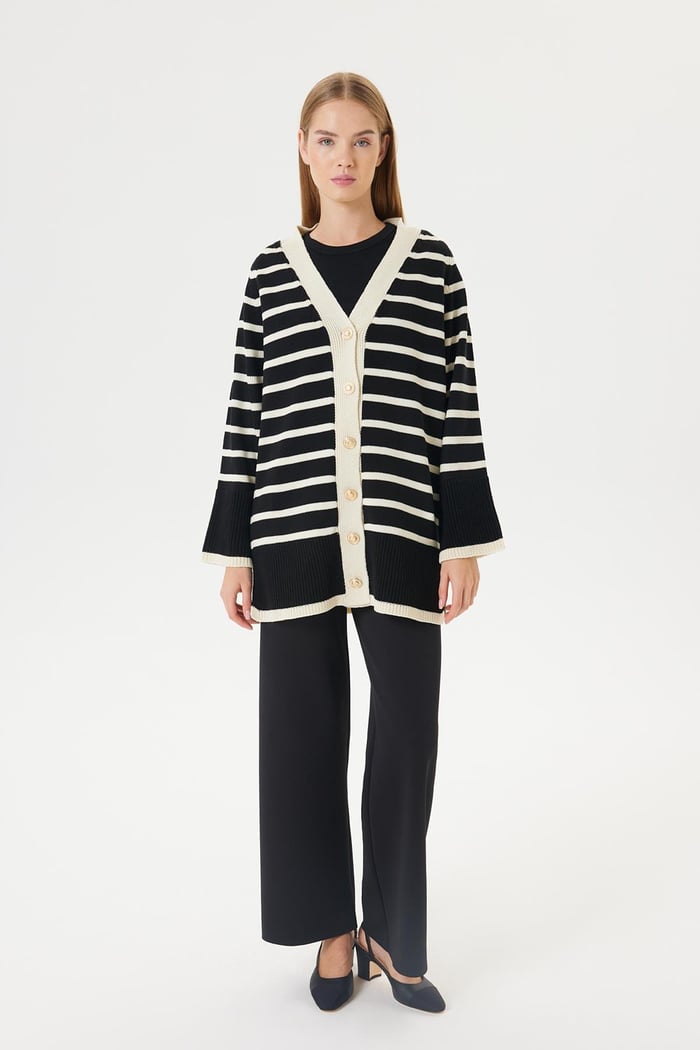 OVER KNITWEAR CARDIGAN BLACK-STONE