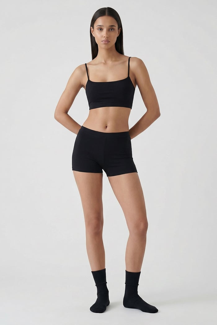 Cotvie Siyah Pamuklu Bralet Bokser Set