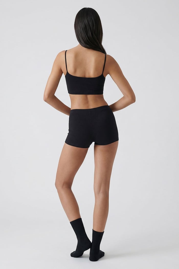 Cotvie Siyah Pamuklu Bralet Bokser Set