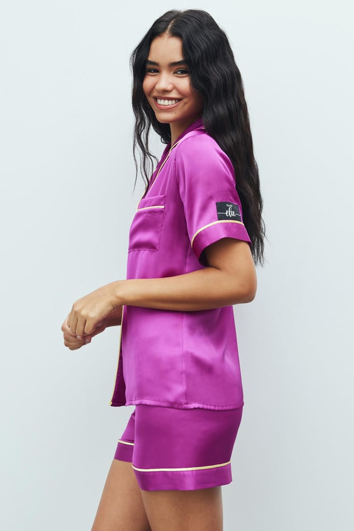 Amoureux Satin Fuchsia Short Pajama Set