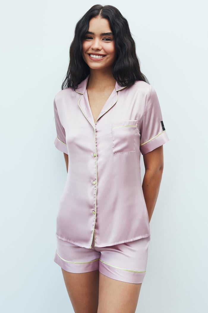 Amoureux Satin Dried Rose Short Pajama Set