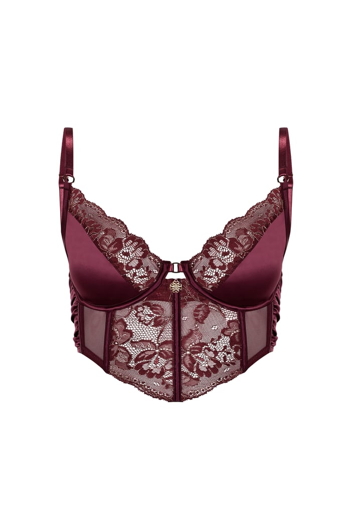 camile Satin Lace Bordeaux corSet bra