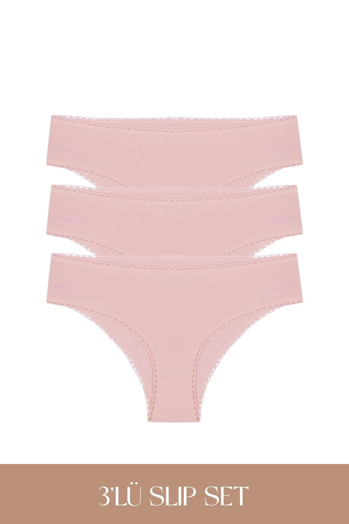 Cotvie Gül Kurusu Pamuklu Slip 3'lü Set Külot