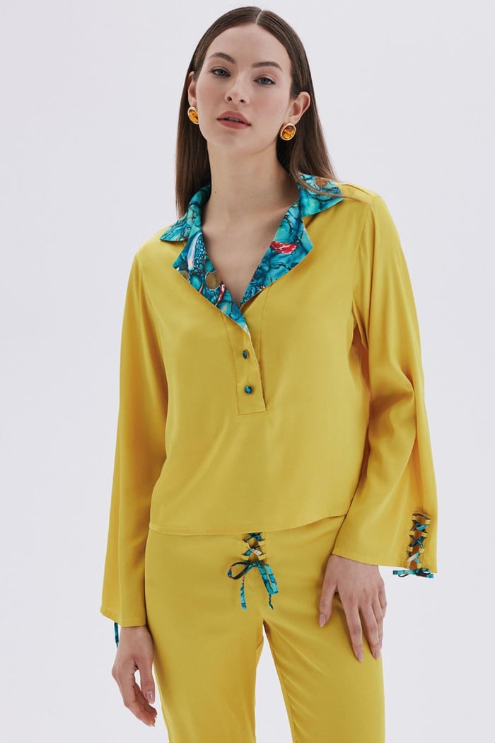 Monets Bond Hardal Uzun Saten Pijama Takımı