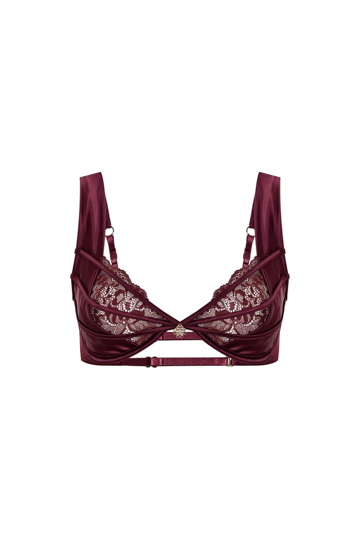 brigette Satin Lace Bordeaux  balconette bra