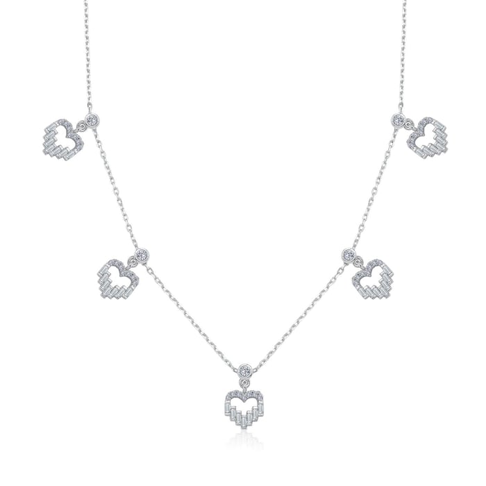 Bagetli Kalpler Choker Gümüş Şans Kolye