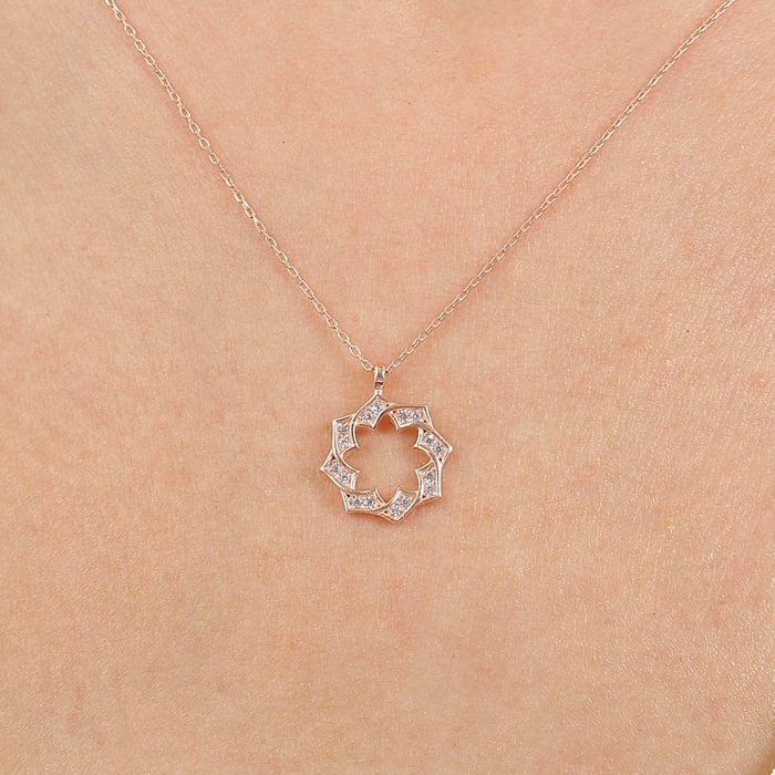 Işıltı Sarmalı Rosegold Gümüş Kolye