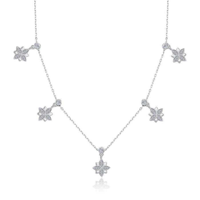 Işıltılı Lotus Choker Gümüş Şans Kolye