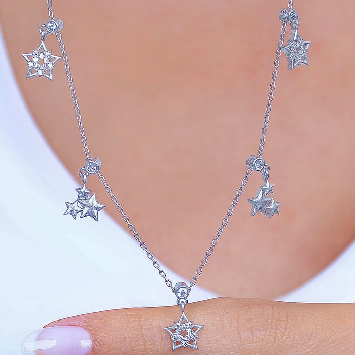 Yıldız Coşkusu Choker Gümüş Şans Kolye