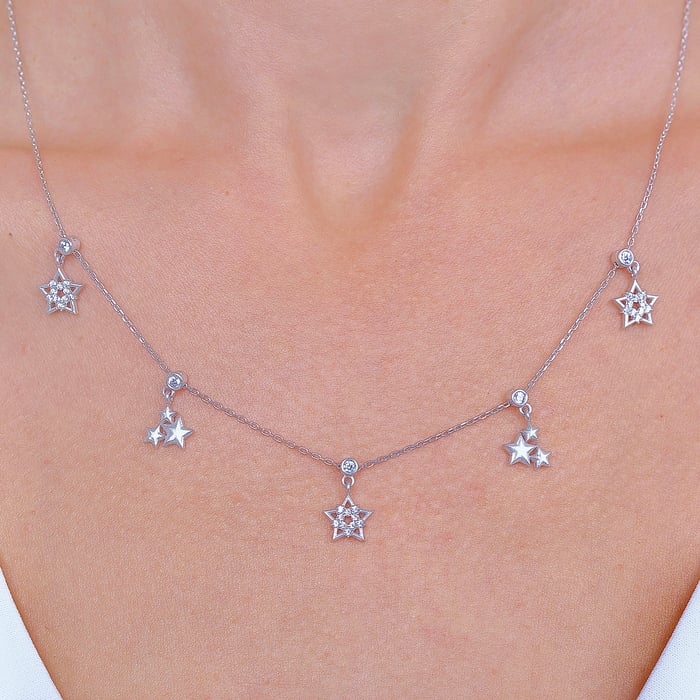 Yıldız Coşkusu Choker Gümüş Şans Kolye