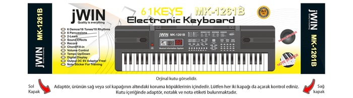 Jwin MK-1261B 61 Tuşlu Elektronik Org (Etiket. Adaptör Hediye)
