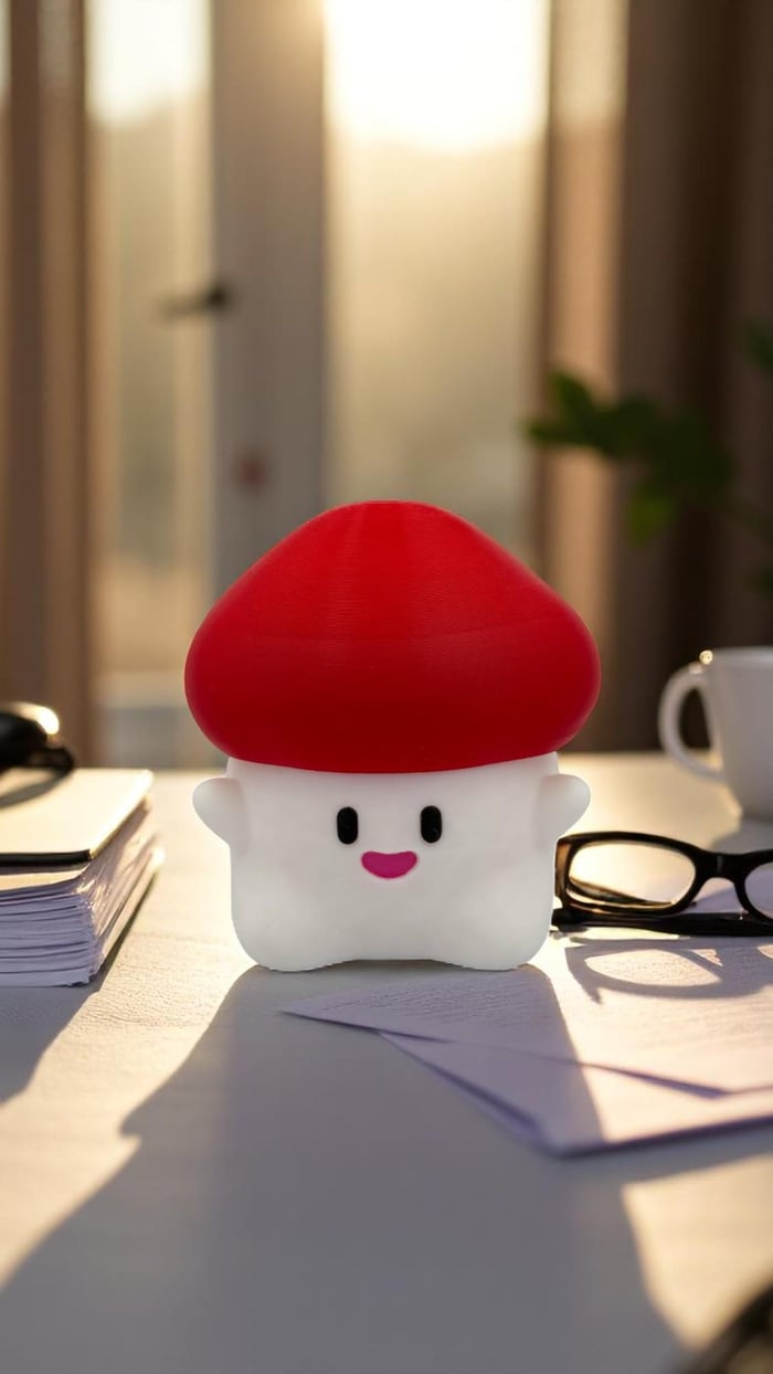PLA+ Beyaz ile basılmış Magic Mushroom masa lambası örneği