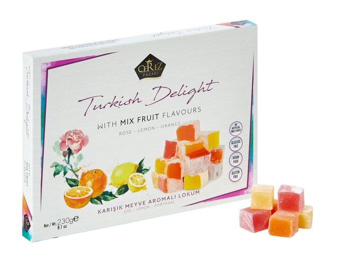 Gül, Limon, Portakal Aromalı Lokum 230gr