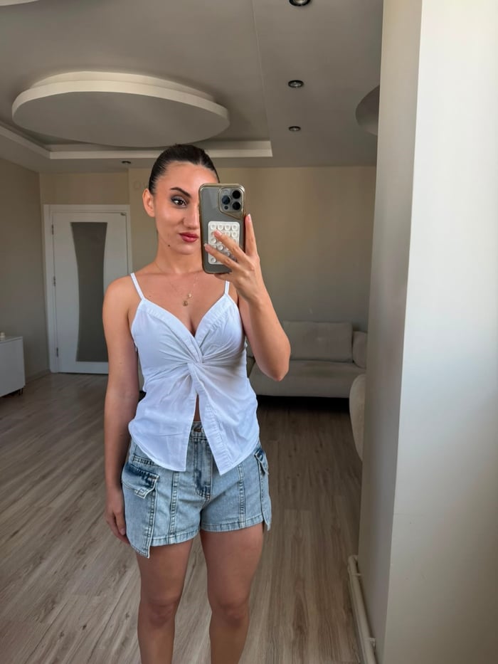 AYARLANABİLİR ASKILI GÖMLEK BLUZ - LF070