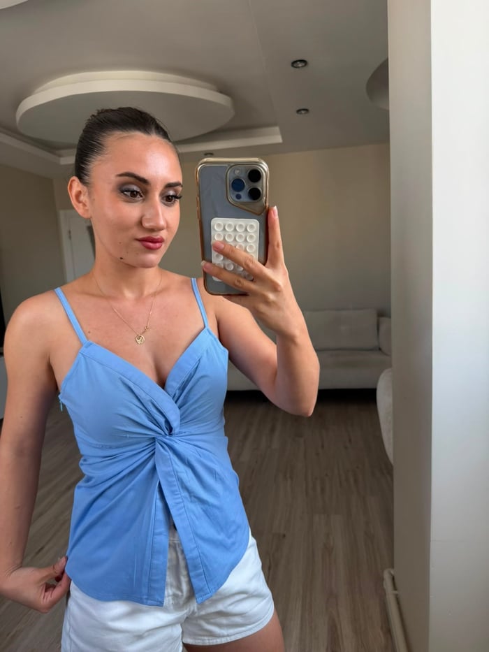 AYARLANABİLİR ASKILI GÖMLEK BLUZ - LF071