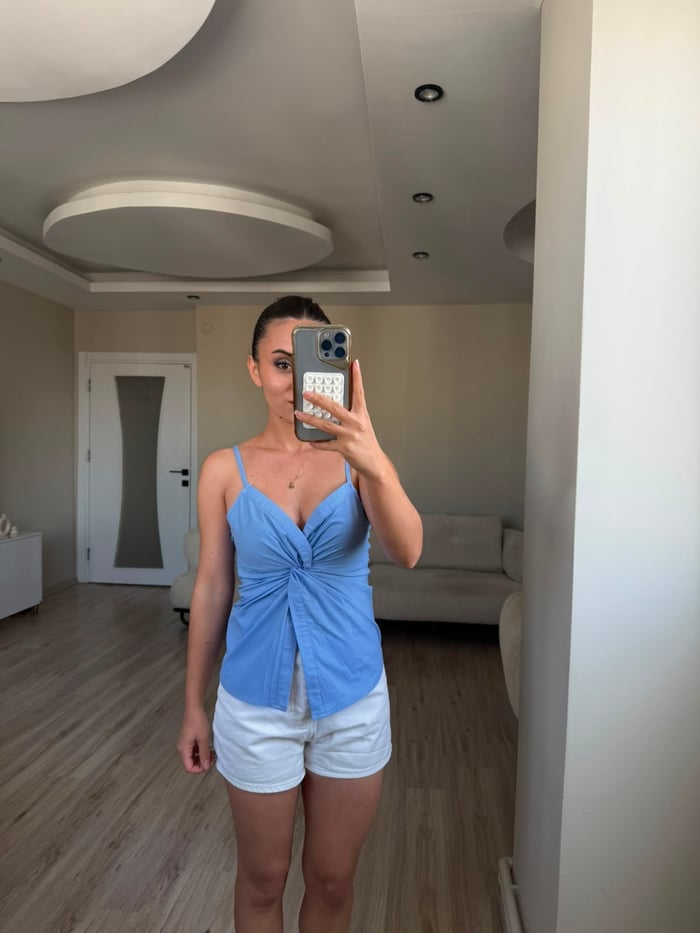 AYARLANABİLİR ASKILI GÖMLEK BLUZ - LF071