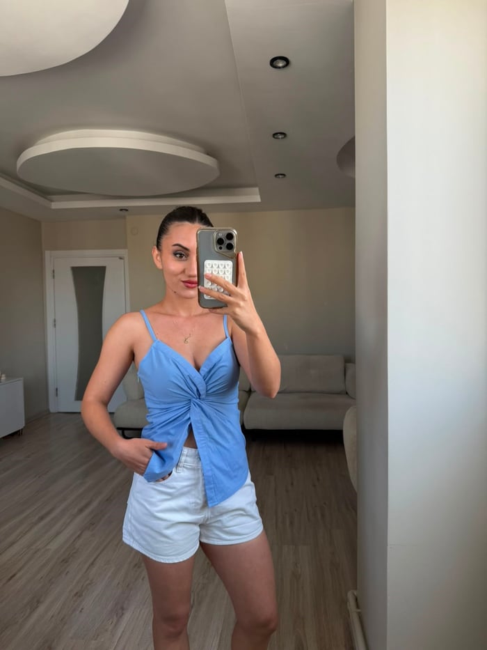 AYARLANABİLİR ASKILI GÖMLEK BLUZ - LF071