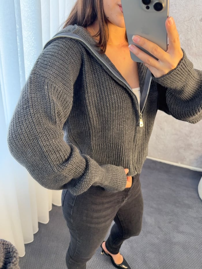 BOĞAZLI TRİKO FERMUARLI HIRKA - LF135